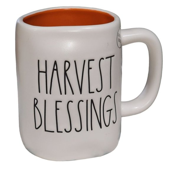 Harvest Blessings Pumpkin Ceramic Coffee Mug Rae Dunn Double Sided Coffee Mug - Picture 1 of 10